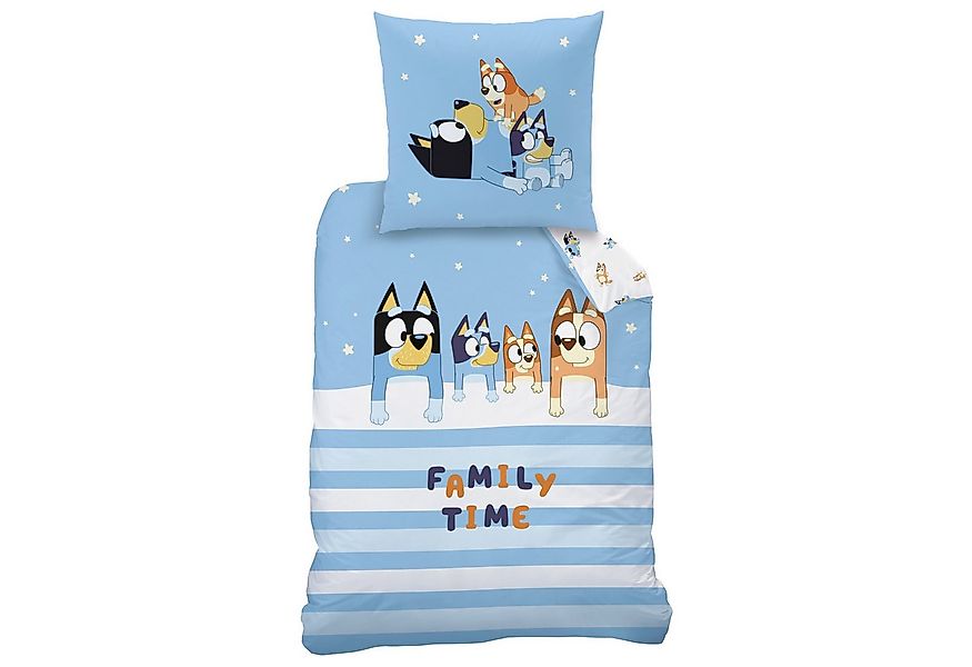MTOnlinehandel Kinderbettwäsche Bluey Family Time 135x200 + 80x80 cm in Ren günstig online kaufen