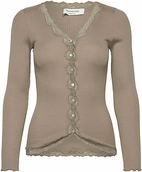 rosemunde Strickjacke "Babette Silk Cardigan" Vintage-Spitzenbesatz, Perlmu günstig online kaufen