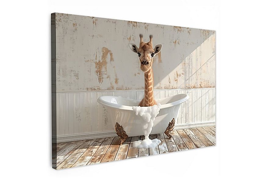 OneMillionCanvasses® Leinwandbild Giraffe - Badewanne - Vintage - Tier, Fot günstig online kaufen