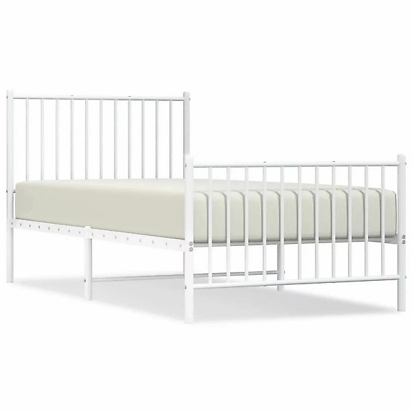vidaXL Bettgestell mit Kopf- und Fußteil Metall Weiß 90x190 cm Modell 21629 günstig online kaufen