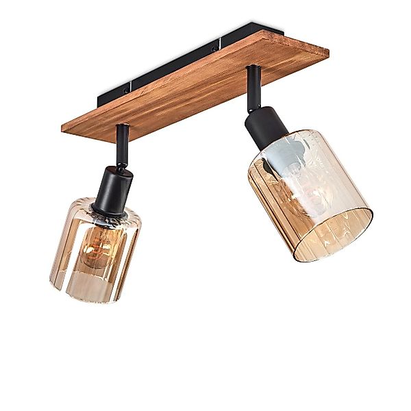 hofstein Deckenleuchte Deckenlampe aus Metall/Holz/Glas in günstig online kaufen