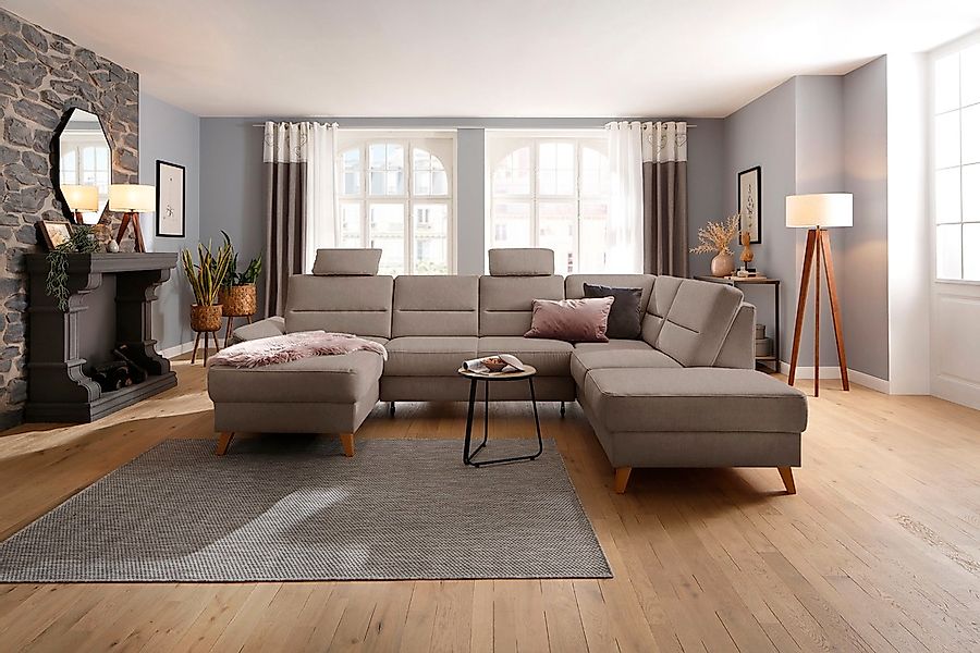 Home affaire Wohnlandschaft "Westerland U-Form" Federkern, wahlweise Bettfu günstig online kaufen