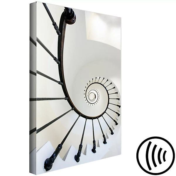 Bild auf Leinwand Schwarz-weiße Wendeltreppe - Foto einer Wohnarchitektur X günstig online kaufen