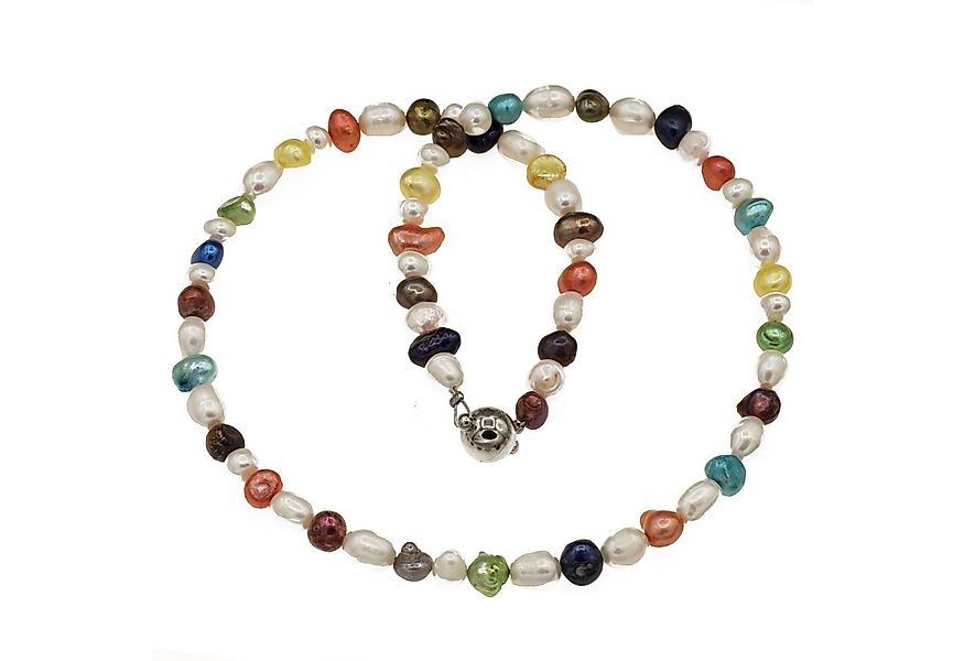 Perlenkette Kette mit Zucht Perlen bunt unregelmäßig, mit echten Zuchtperle günstig online kaufen