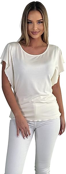 Mississhop Kurzarmshirt Damen T-Shirt Kurzarmshirt Schmetterlingärmeln günstig online kaufen