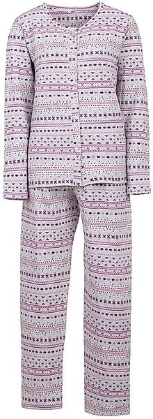 zeitlos Schlafanzug Pyjama Set Thermo - Symbole Knopfleiste günstig online kaufen