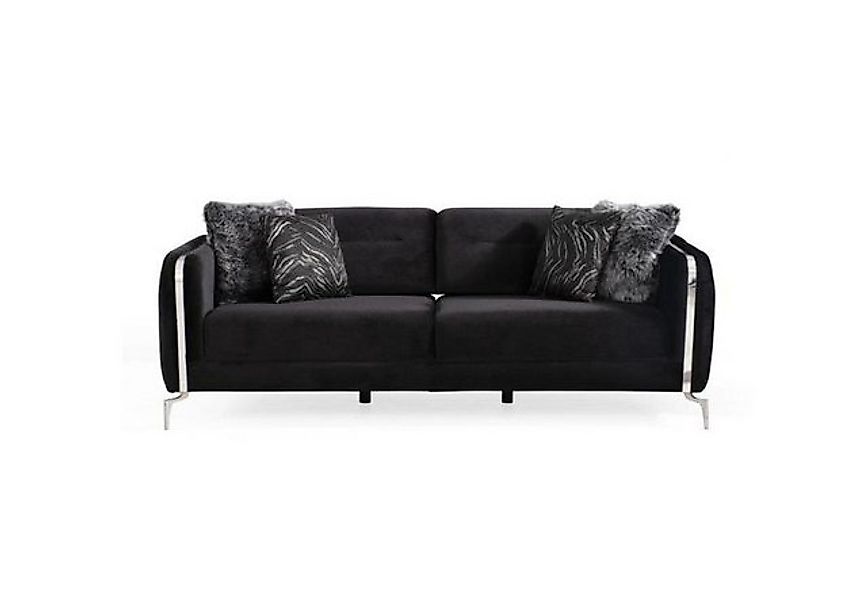 Xlmoebel 3-Sitzer Hochwertiges Dreisitzer-Sofa in elegantem Schwarzem Samt günstig online kaufen