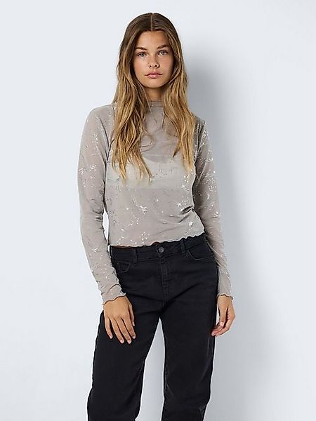 Noisy may Shirttop Glitzer-Effekt Langarm Regular Fit NMSTAR FOIL L/S HIGH günstig online kaufen