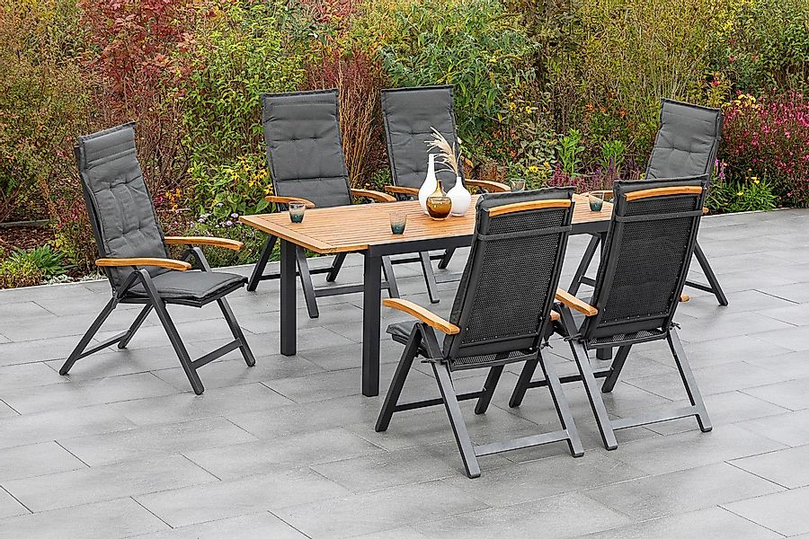 MERXX Garten-Essgruppe Tilos, (7-tlg), 6 Klappsessel günstig online kaufen