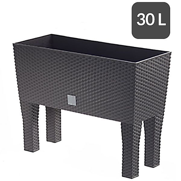 Hochbeet Polyrattanoptik Anthrazit 60x25x46cm Bewässerungssystem günstig online kaufen