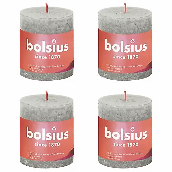 Bolsius Rustikale Stumpenkerzen Shine 4 Stk. 80x68 Mm Sandgrau günstig online kaufen