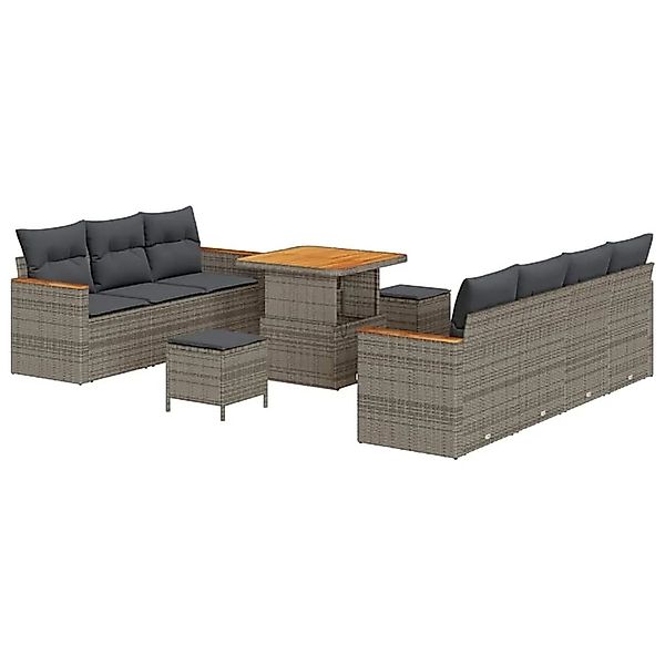 vidaXL Gartensofa-Set mit Kissen 14 Stk Grau Poly-Rattan 3364958 günstig online kaufen
