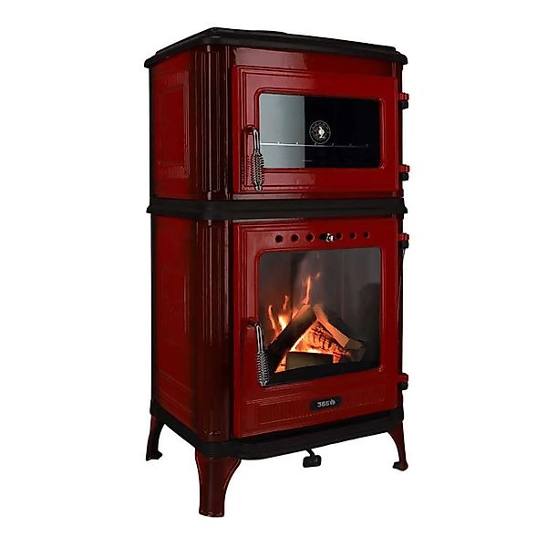 365 Kaminofen Ferrox 55 Back Rot Emailliert 7 kW günstig online kaufen