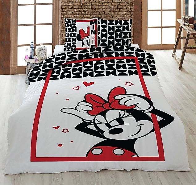 AY!Max Kinderbettwäsche Bettwäsche Minnie in Love weiß rot 135 x 200 cm, 80 günstig online kaufen