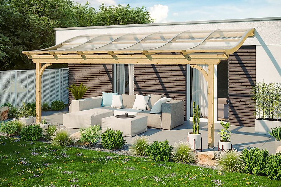 Skan Holz Terrassenüberdachung Verona B x T 648 cm x 239 cm Leimholz Natur günstig online kaufen