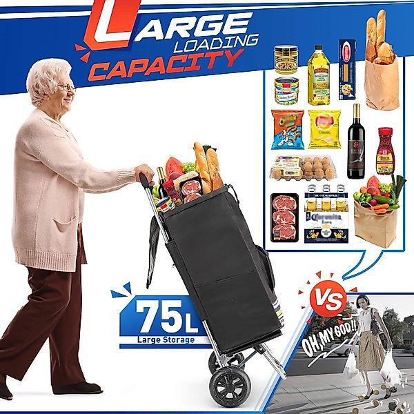 POPOLIC Einkaufstrolley Klappbarer bis 50kg Einkaufswagen, günstig online kaufen
