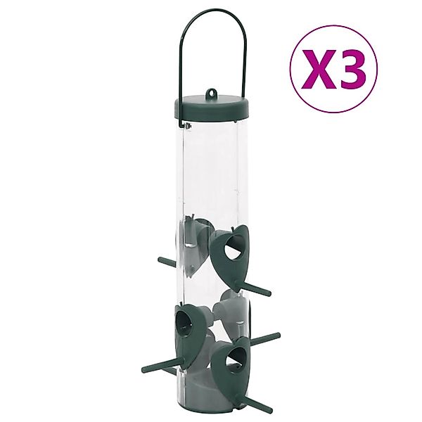 vidaXL Vogelhaus Vogelfutterspender 3 Stk. Dunkelgrün 17x17x32 cm günstig online kaufen