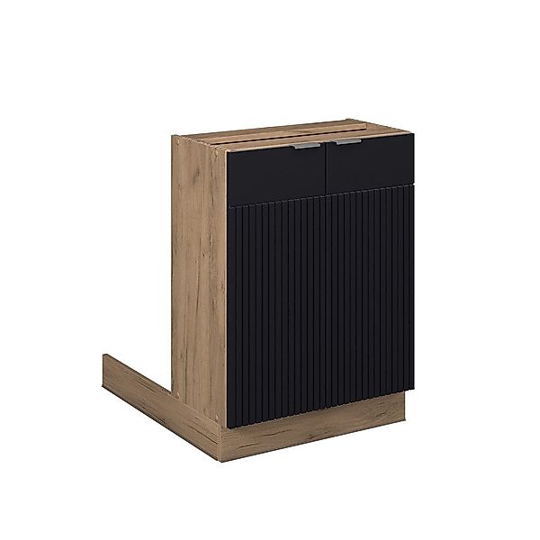Vicco Unterschrank Fame-Line, Schwarz gestreift/Goldkraft Eiche, günstig online kaufen