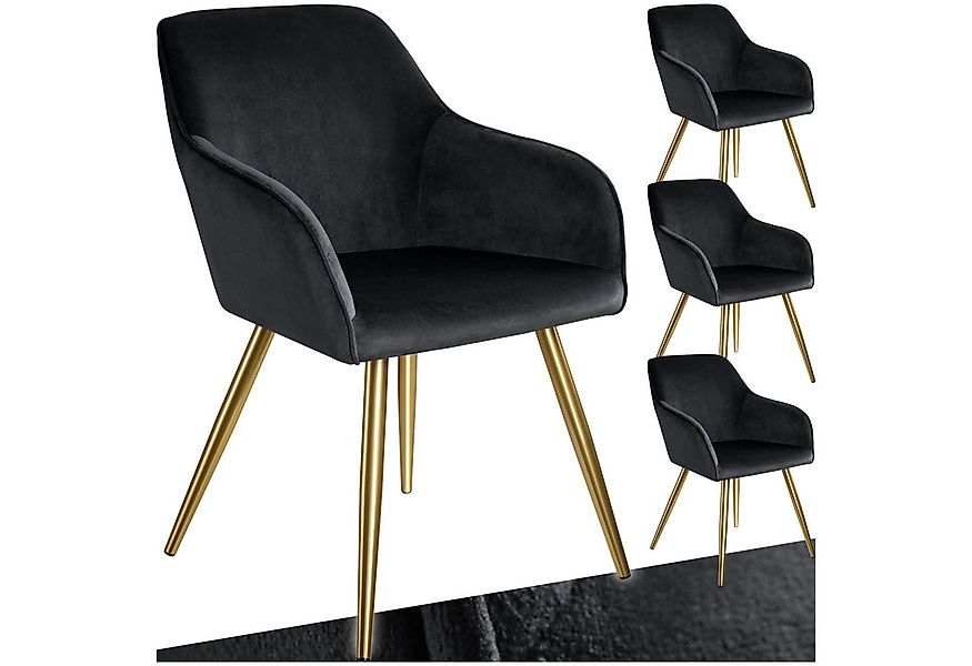 tectake Esszimmerstuhl Küchenstuhl Marilyn Samtoptik, goldene Stuhlbeine (S günstig online kaufen