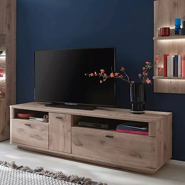Fernsehmöbel in Wildeichefarben zwei Schubladen und Tür günstig online kaufen
