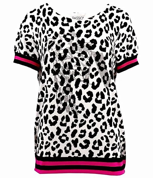 Passioni Print-Shirt Leoparden T-Shirt in Schwarz-Weiß mit Streifen und Gli günstig online kaufen