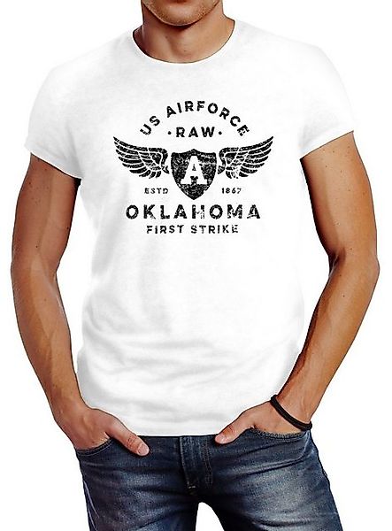 Neverless Print-Shirt Herren T-Shirt Print US Airforce Oklahoma Aviator Vin günstig online kaufen