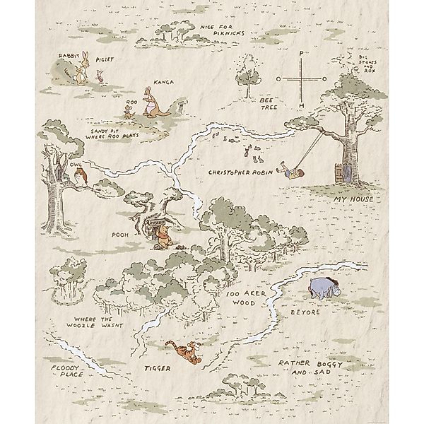 Komar Vliesfototapete Winnie Pooh Map 200 cm x 240 cm günstig online kaufen