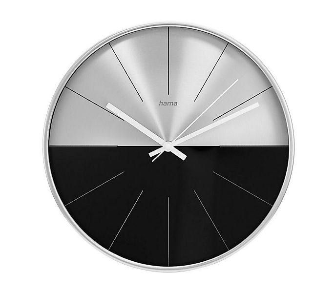 Hama Wanduhr Uhr "Sizilien, Ø 30 cm, ohne Ticken, Schwarz/Silber (geräuscha günstig online kaufen