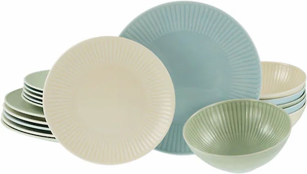 CreaTable Teller-Set »Valencia Pastell, Tellerset 18-tlg« Elegant, Boho Chi günstig online kaufen