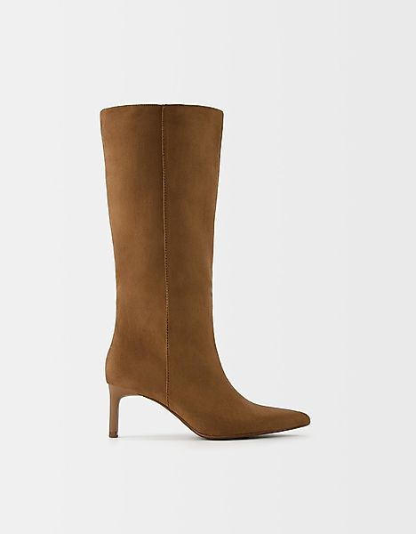 Bershka Absatzstiefel Aus Rauleder Mit Kitten-Heels Damen 37 Braun günstig online kaufen