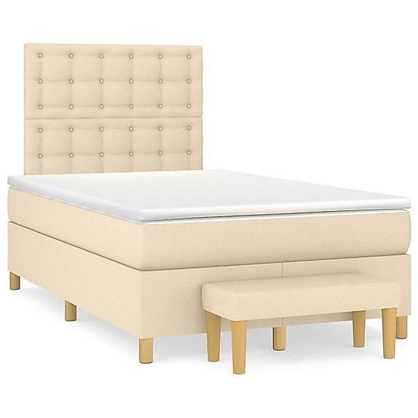 vidaXL Bett Boxspringbett mit Matratze Creme 120x190 cm Stoff günstig online kaufen