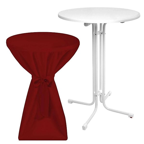 Beautissu Sylt Stehtisch Ø 70cm Weiß mit Premium Stehtischhusse Ø 70cm Bord günstig online kaufen