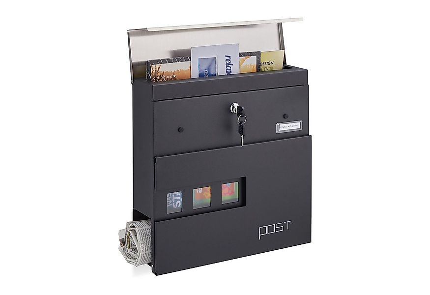 relaxdays Briefkasten mit Zeitungsfach günstig online kaufen