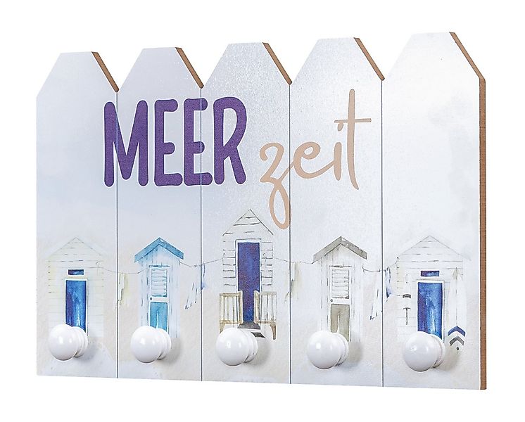 Levandeo® Wandgarderobe, Wandgarderobe L40cm Meerzeit Blau Weiß Holz Mariti günstig online kaufen