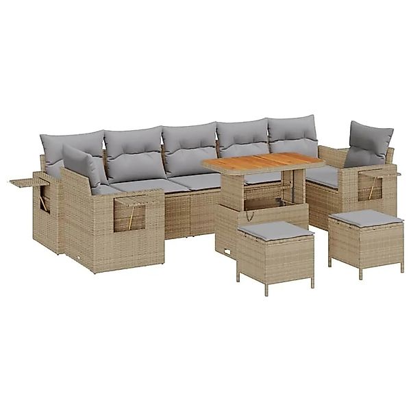 vidaXL Gartensofa-Set mit Kissen 10 Stk Beige und Hellgrau Poly-Rattan 3363 günstig online kaufen
