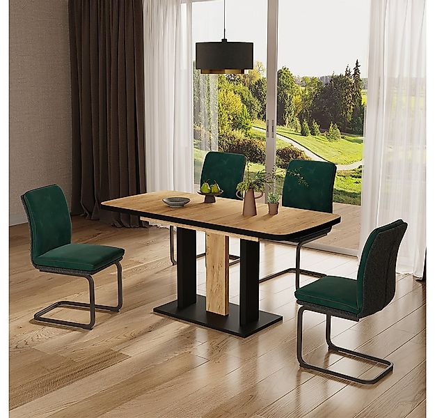 Vicco Esstisch Fenaro, Schwarz/Goldkraft Eiche, 120 x 80 cm 2 Teile günstig online kaufen