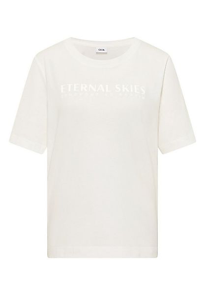 CECIL Kurzarmshirt - Basic Kurzarmshirt mit Wording Print günstig online kaufen