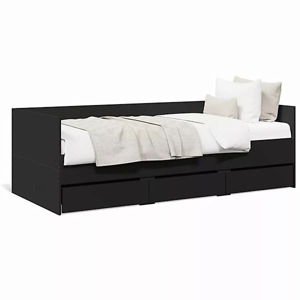 vidaXL Bett Tagesbett mit Schubladen Schwarz 100x200 cm Holzwerkstoff günstig online kaufen
