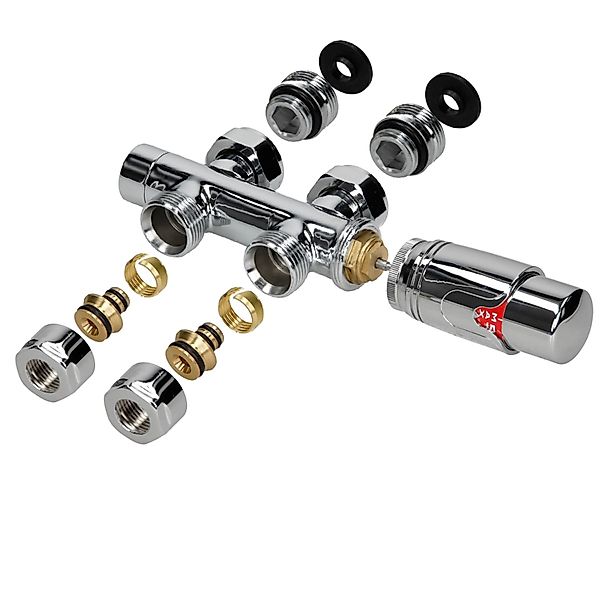LuxeBath Ventil-Armaturen Set Multiblock Chrom Durchgangsform mit Thermosta günstig online kaufen