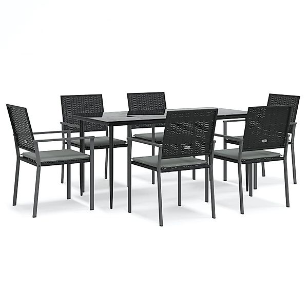 vidaXL 7-Tlg Garten-Essgruppe mit Kissen Poly Rattan und Stahl 3187010 günstig online kaufen
