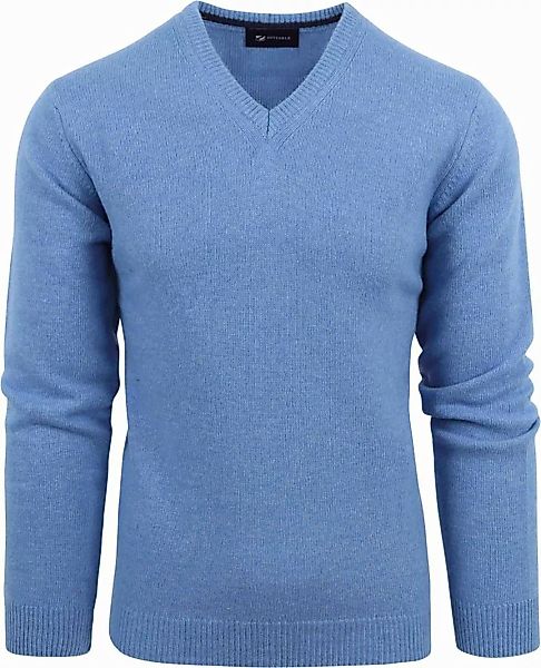 Suitable Lammwolle Pullover V-Ausschnitt Blau - Größe XL günstig online kaufen