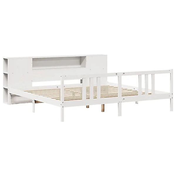 vidaXL Massivholzbett mit Regal ohne Matratze Weiß 200x200 cm Kiefer 332229 günstig online kaufen