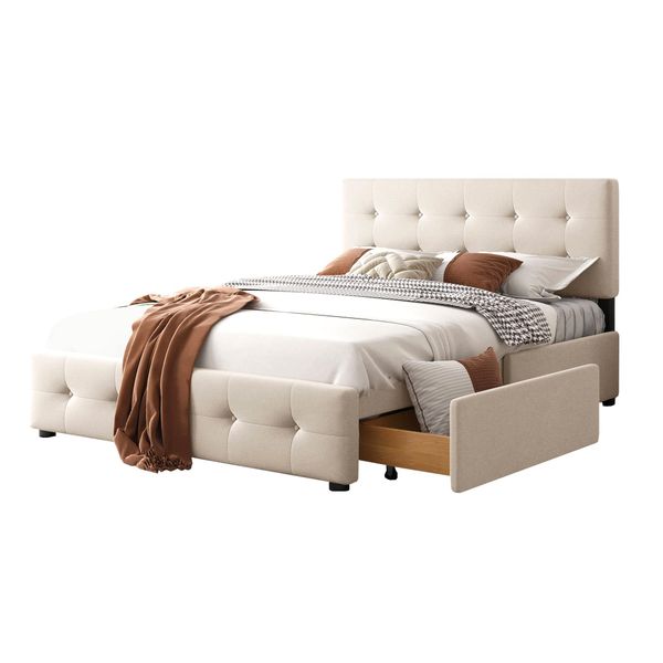 Flieks Polsterbett, Doppelbett Holzbett 4 Schubladen günstig online kaufen