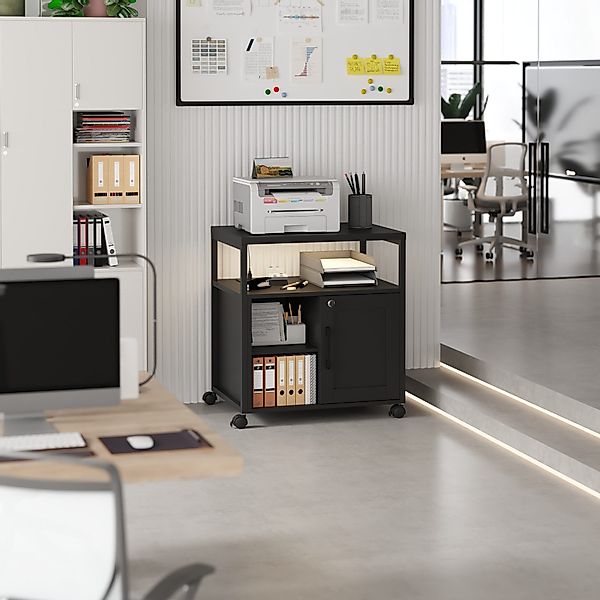 FUFU&GAGA Aktenschrank Druckerschrank mit LED-Lichtleistee, Schwarz, günstig online kaufen