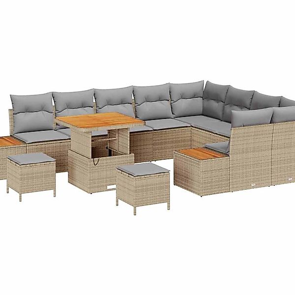 vidaXL Garten-Sofa-Set mit Kissen 12-Tlg Beige Poly Rattan 3362952 günstig online kaufen