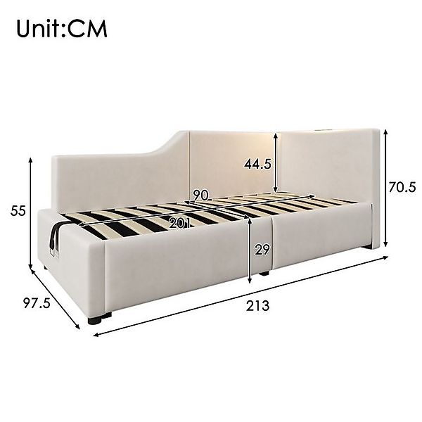 HAUSS SPOLE Schlafsofa 90x200cm mit hydraulischem Stauraum, Leselicht, Lade günstig online kaufen