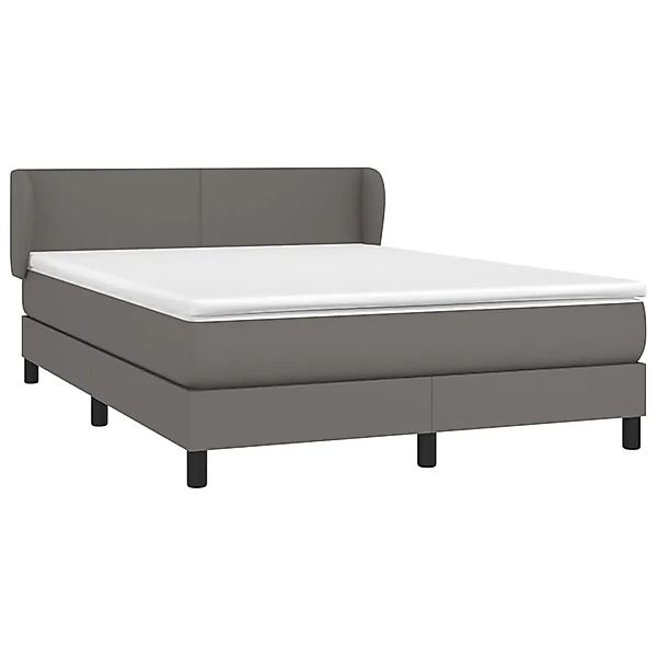 vidaXL Boxspringbett mit Matratze Grau 140x190 cm Kunstleder 3127191 günstig online kaufen