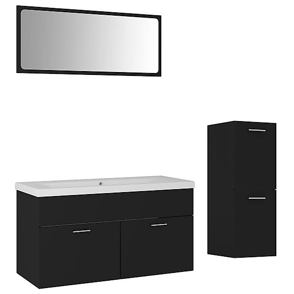 vidaXL Badmöbel-Set Schwarz Holzwerkstoff Modell 30 günstig online kaufen