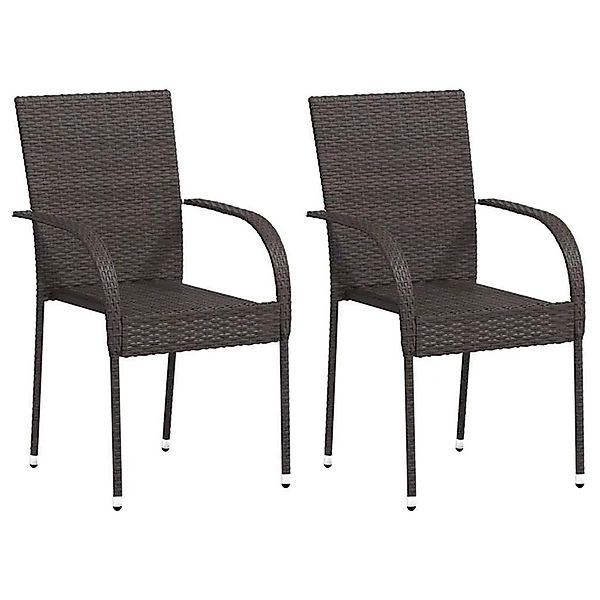 vidaXL Stapelbare Gartenstühle 2 Stk Poly Rattan Braun 44237 günstig online kaufen