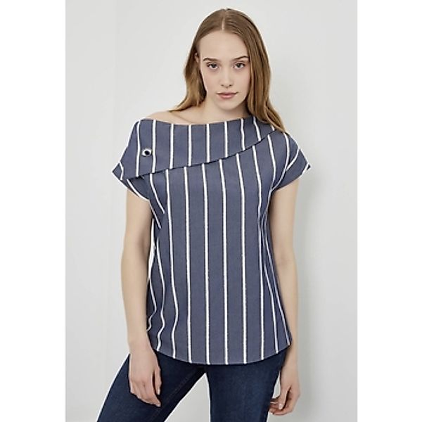 Just Like You  Blusen Gestreifte, schulterfreie Bluse mit asymmetrischem Kr günstig online kaufen
